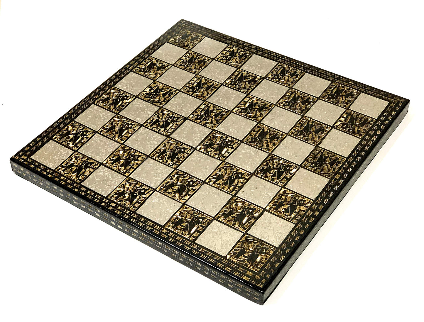 StonKraft Brass Chess Board Game Set with 100% Brass Chess Pieces Chessmen Coins (12" x 12" Inches)