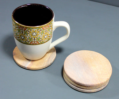 KLEO Coaster Set Made of Natural Rainbow Stone - Natural Water Absorbent, Unique Table Coaster Set (Round)