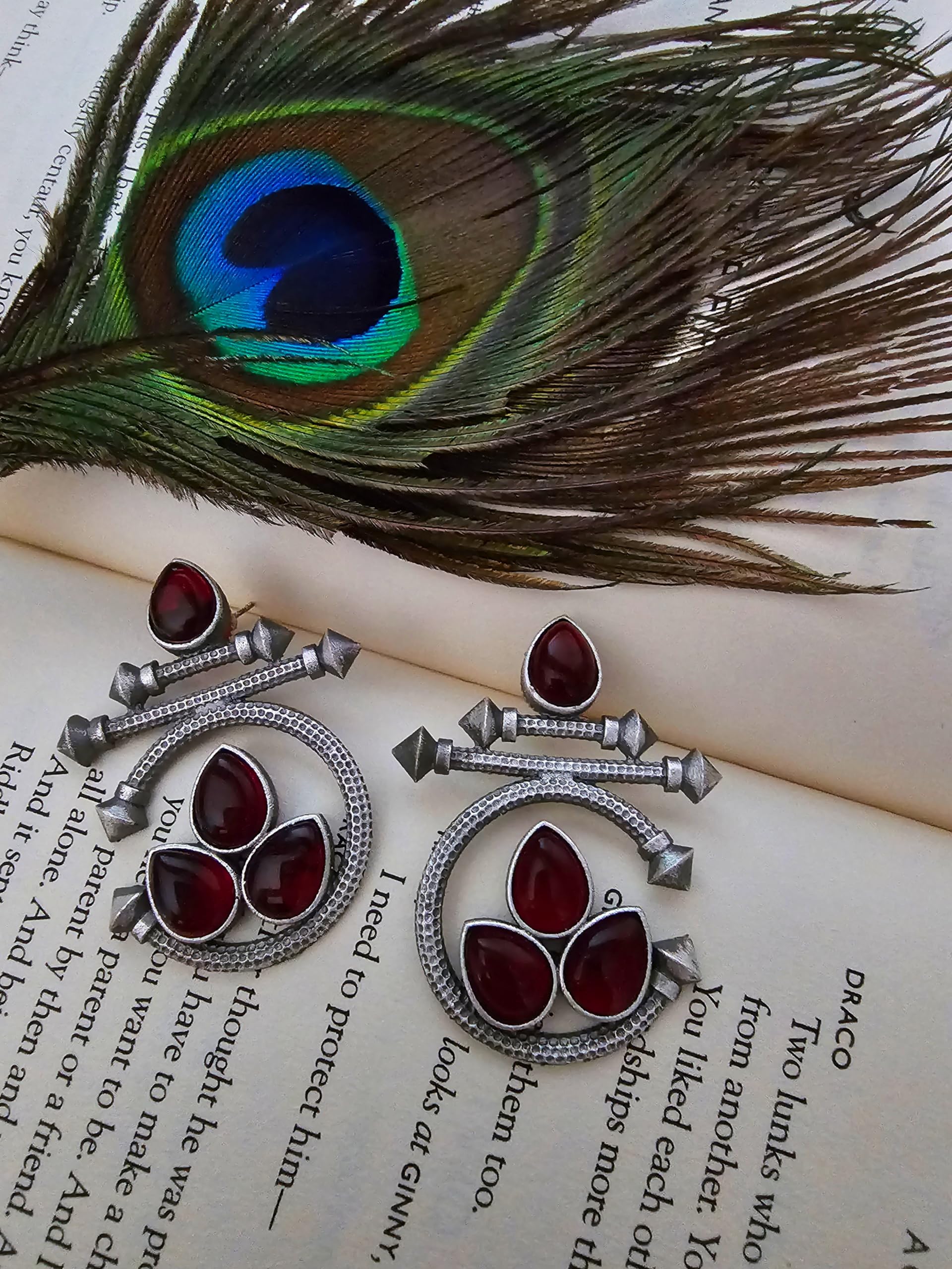 Binnis wardrobe contemporary ruby stone Kundan beautiful round shaped drop earring- Multicolor