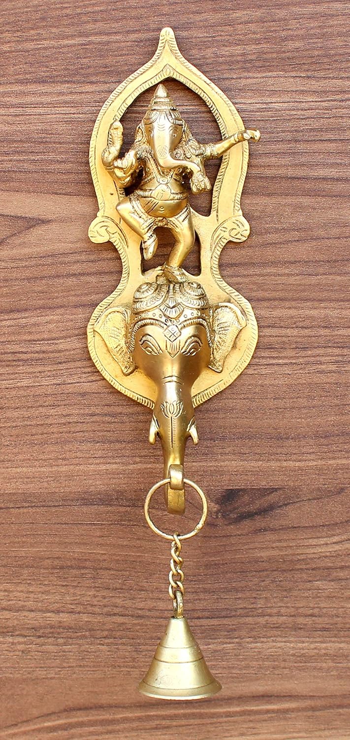 StonKraft - Elephant Face With Ganesha Door Knocker/Door Decor With Brass Bell For Door and Wall Decor