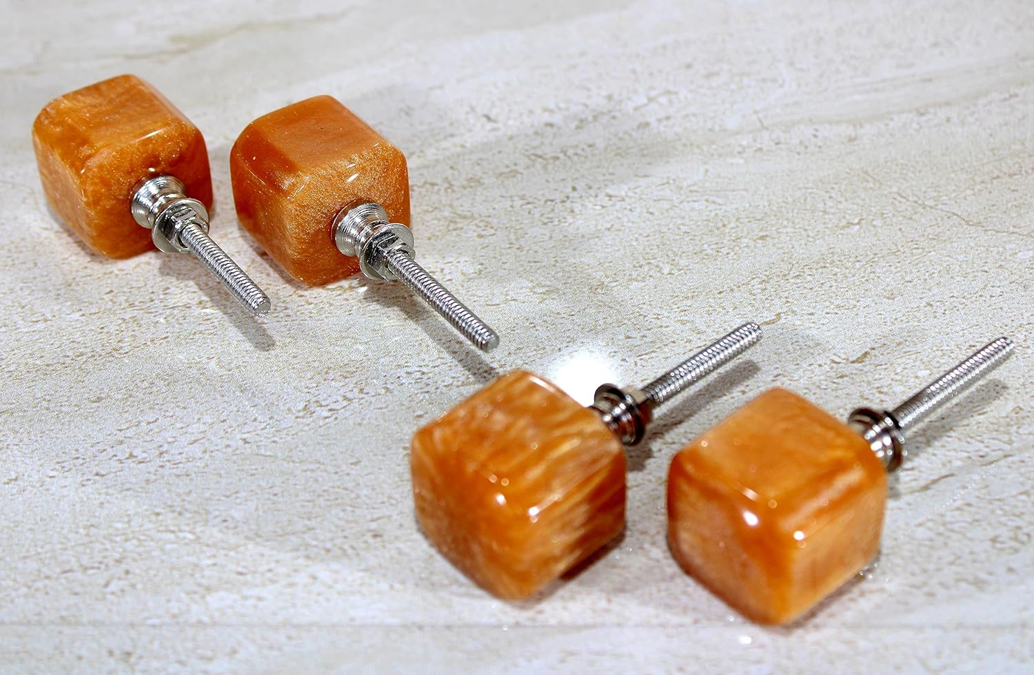 eSplanade Cupboard Drawer Door Acrylic Knobs - Set of 4 | Drawer Handles Cupboard Pulls Almirah Hooks | Acrylic Plastic - Diameter 4 cms (Orange)