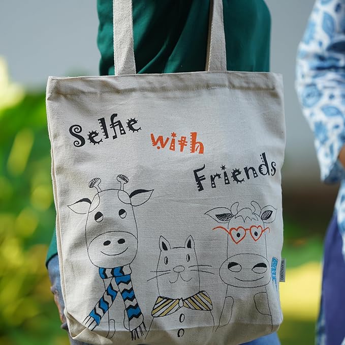 SKAPADORO, Canvas Zip Tote - 100% Cotton, Ecofriendly Printed Tote Bags For Travel, College & Beach, Shopping, Grocery, Easy to Wash Trendy Everyday Shoulder Bag