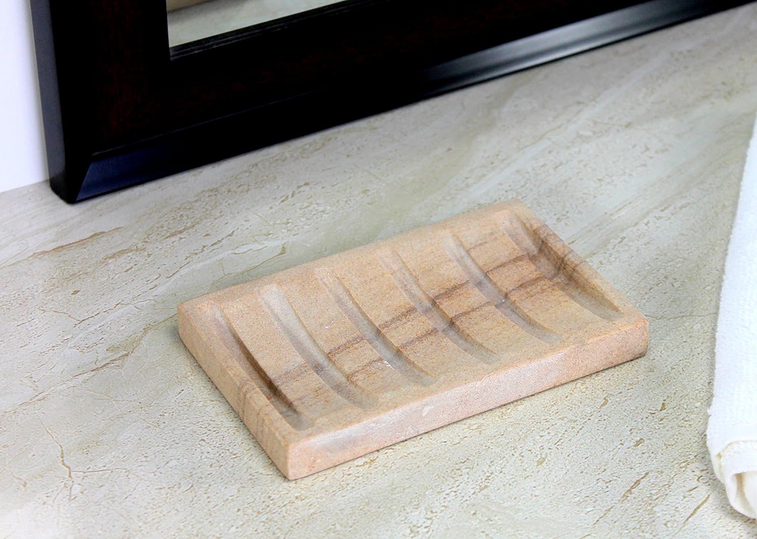 Natural Water Absorbent & Rigged Soap Dish Soap Holder made of Natural Stone - Unique Bath Bathroom Accessories