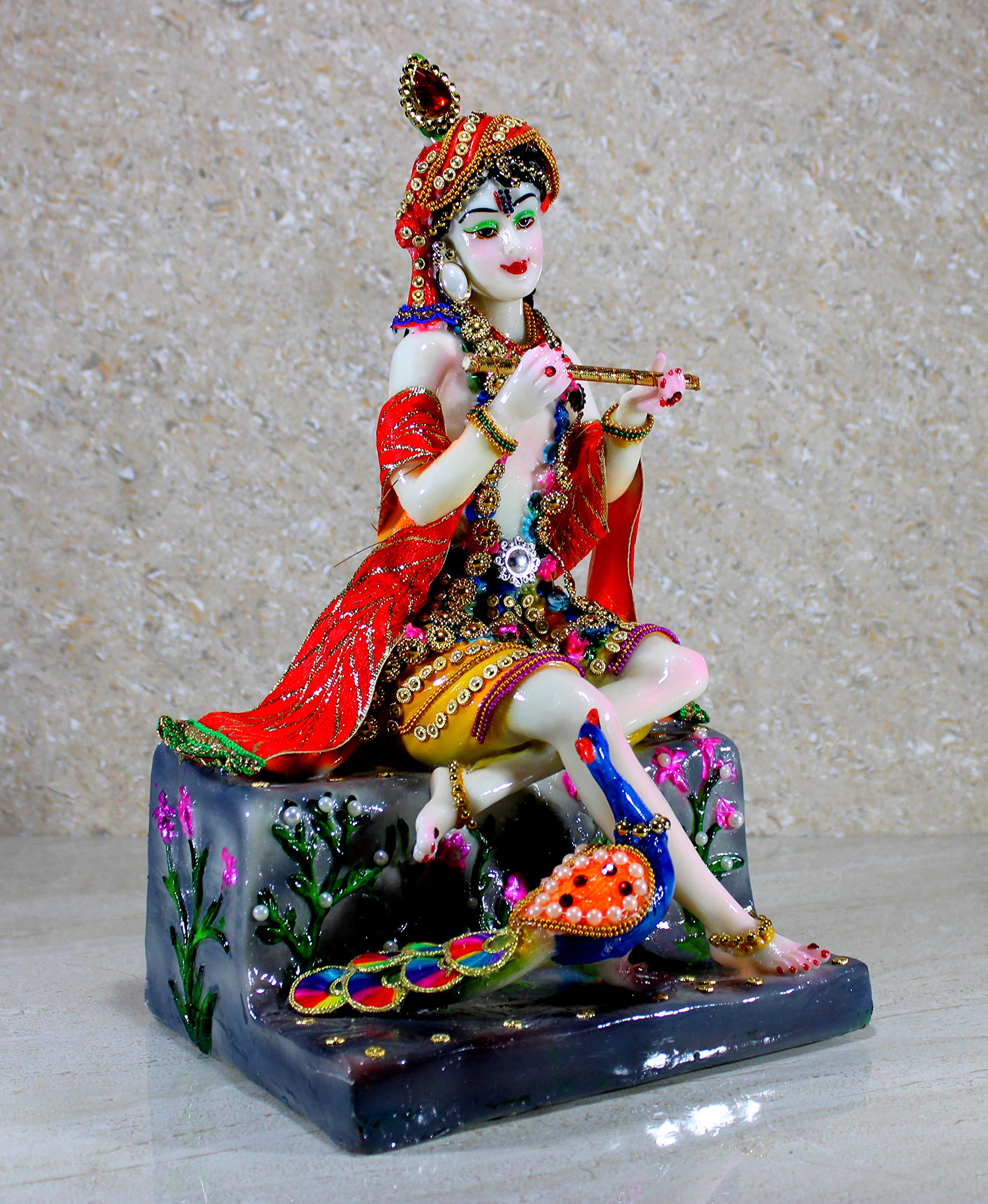 eSplanade Resin Krishna Kishan Murti Idol Statue Sculpture (11", 12.5", 14" Inches) Multicolour