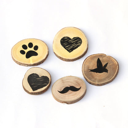 IVEI Circular Heart, Bird, Paw, Mustache Wooden Magnets (Set Of 5) - budget gifts - innovative magnets