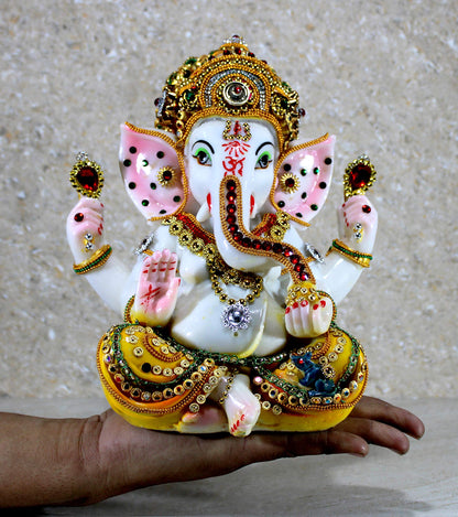 eSplanade Resin Ganesha Ganesh Murti Idol Statue Sculpture - Multi-colour - 9" Inches