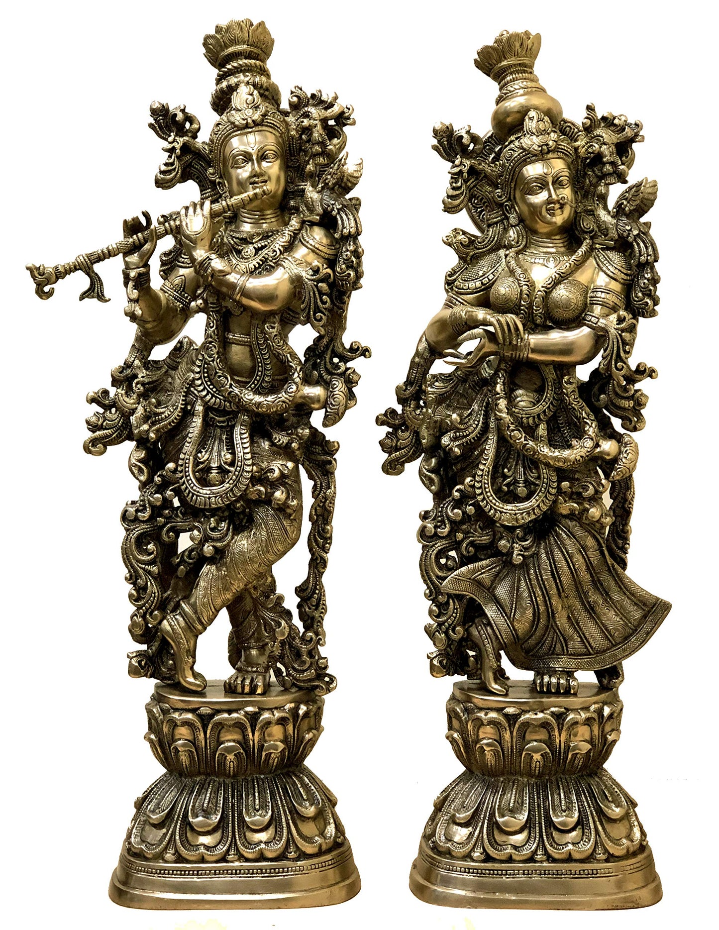 eSplanade - Brass Lord Krishna Kishan Murti Idol Statue Sculpture - 29" Inches - Very Big Size