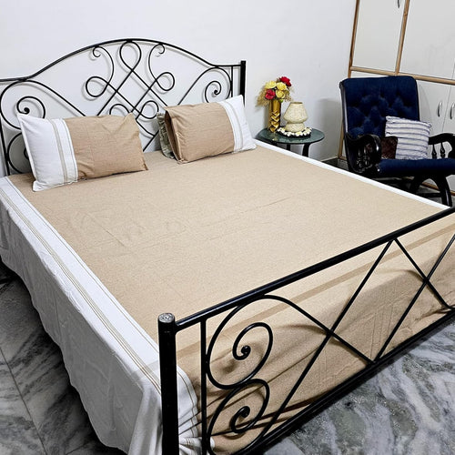 Premium 100% Cotton King Size Bedsheet Set - Minimalist Design - 110 x 105 Inches, with 2 Pillow Covers - 29 x 20 Inches