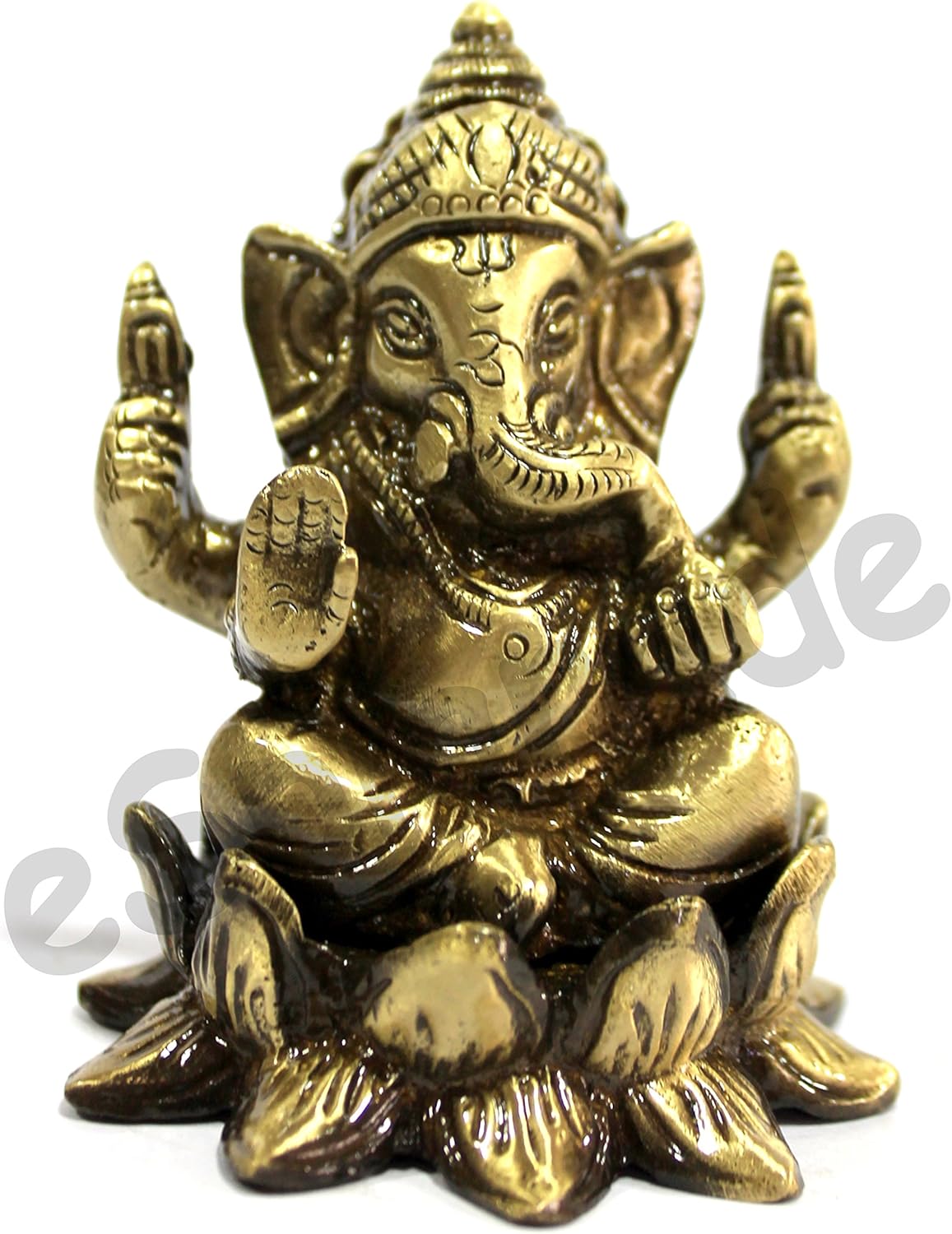 3" Brass Laxmi Ganesh Idol On Lotus Set