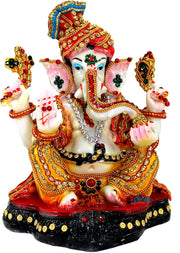 eSplanade Resin Ganesh Ganesha Ganpati Murti Idol Statue Sculpture (8.25") | Pooja idols | Home Decor