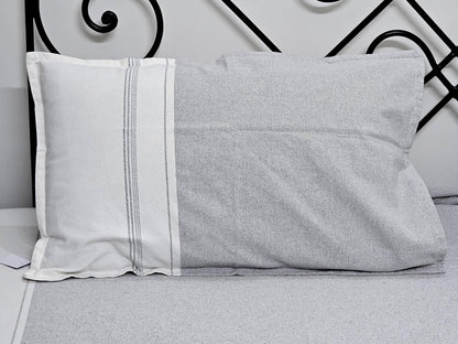 Premium 100% Cotton King Size Bedsheet Set - Minimalist Design - 110 x 105 Inches, with 2 Pillow Covers - 29 x 20 Inches (Gray)