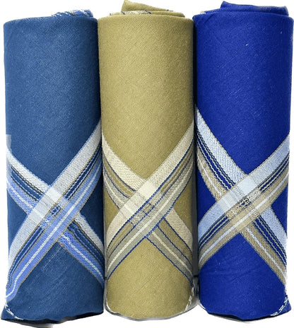 Royal Mart Premium Men's Handkerchief with Colored Stripes - Elevate Your Style for Any Occasion (Pack of 3, Dark)