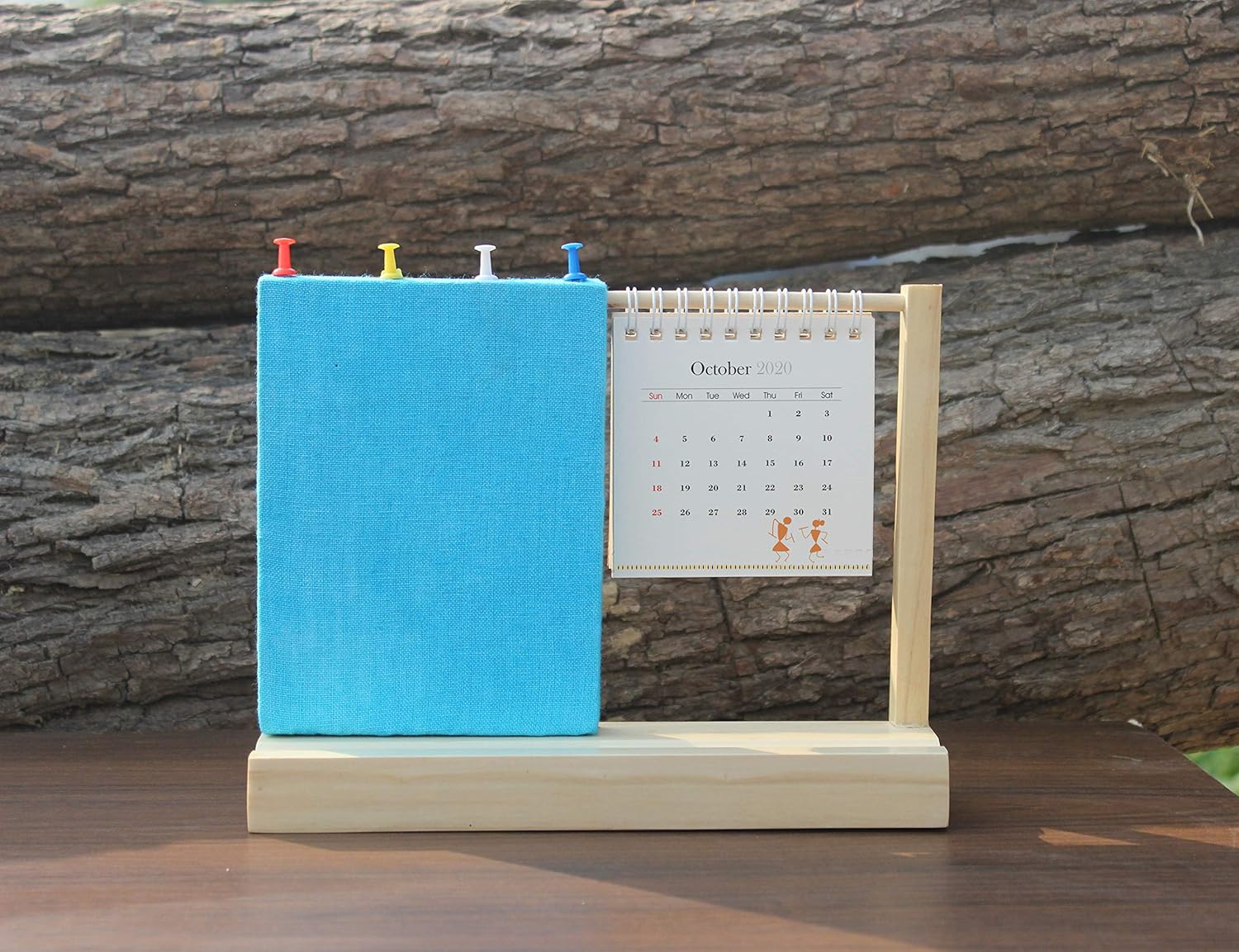 IVEI Warli Desk Calendar with Pin Board - Desk Organizer - Utility Desktop Calendar - Table Top Calendar Set - Desk Calendar Holder with Pin Board for Home, Office Desk Decor, Study Room