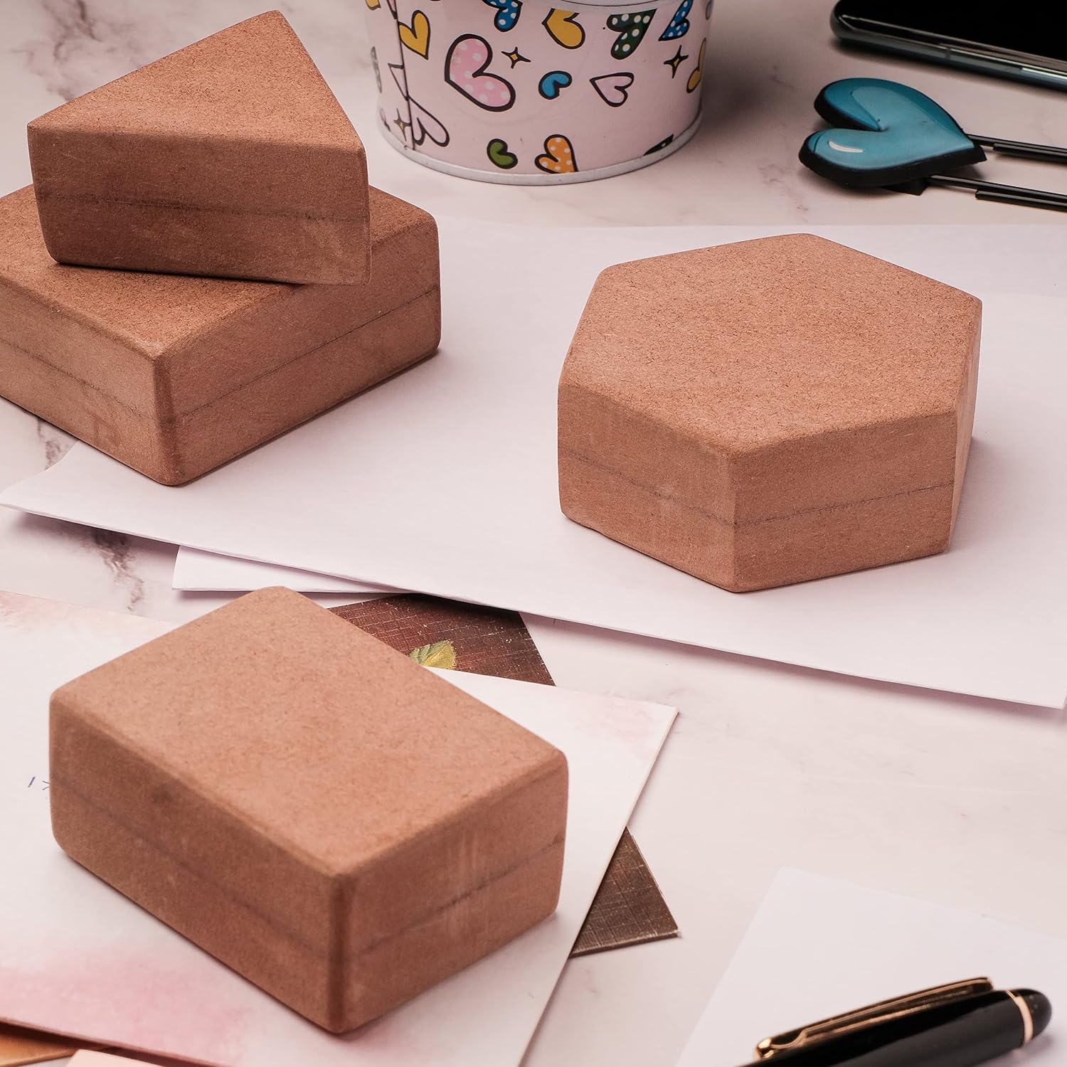 IVEI DIY MDF Mixed Shapes Paper Weights - Set of 4 | Paint Your own Stationery | Plain Wooden Blanks for Art - decoupage - Resin -Mandala