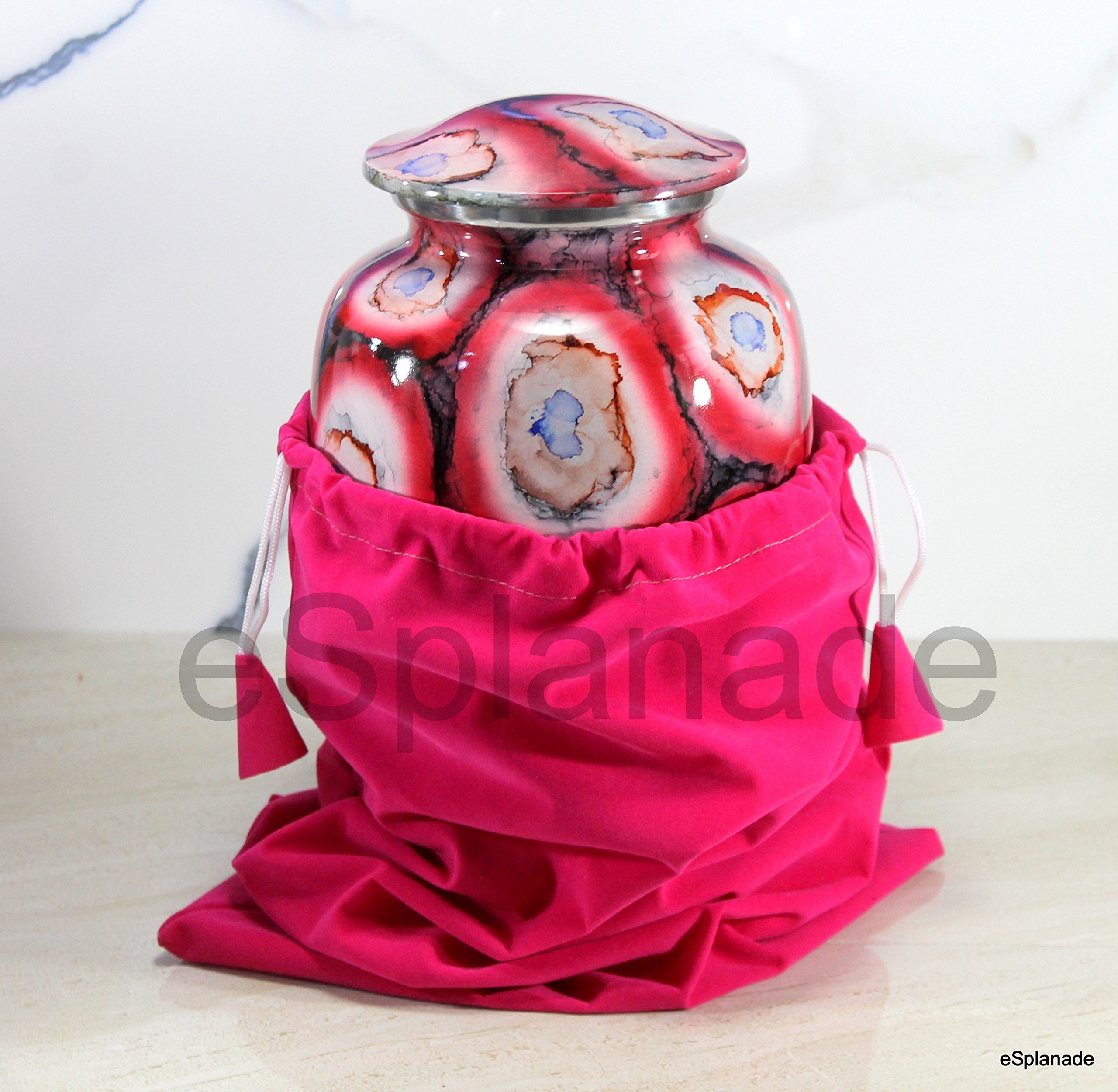 eSplanade Cremation Urn Memorial Human Ashes Container Jar Pot | Burial Funeral Urns |Red-10 Inches