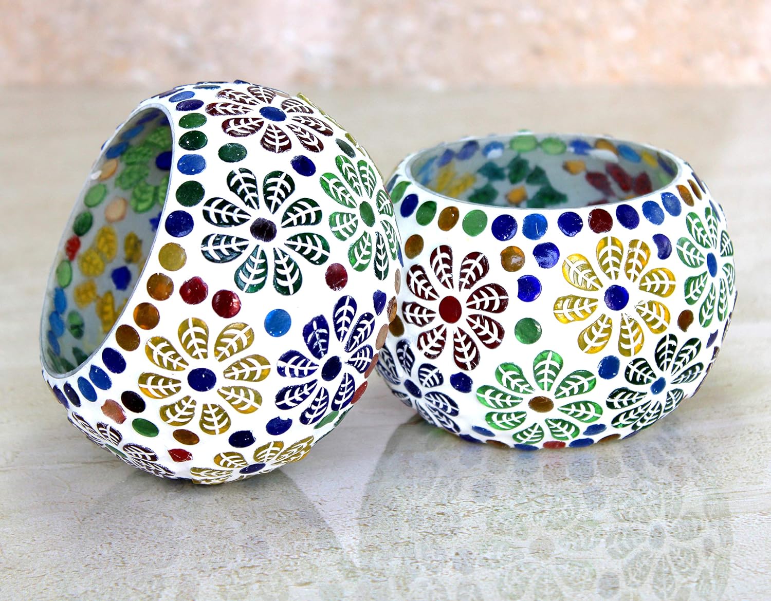 eSplanade Tealight Tea light Votive Candle Holders Votive - Glass (Set of 2) Multicolor