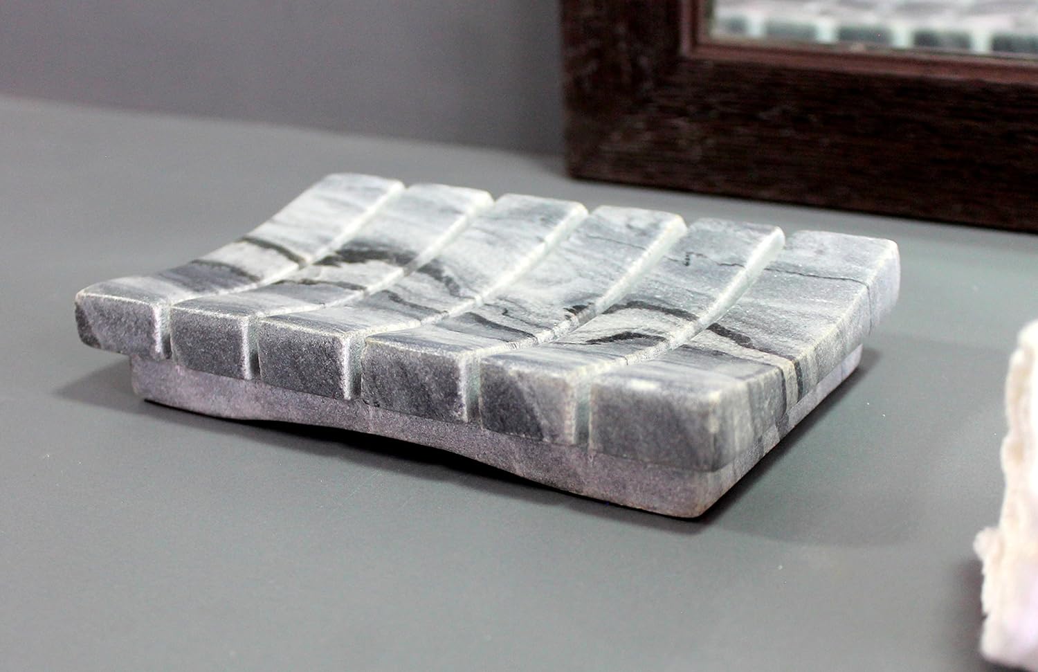 Natural Water Absorbent & Rigged Soap Dish Soap Holder made of Natural Stone - Unique Bath Bathroom Accessories