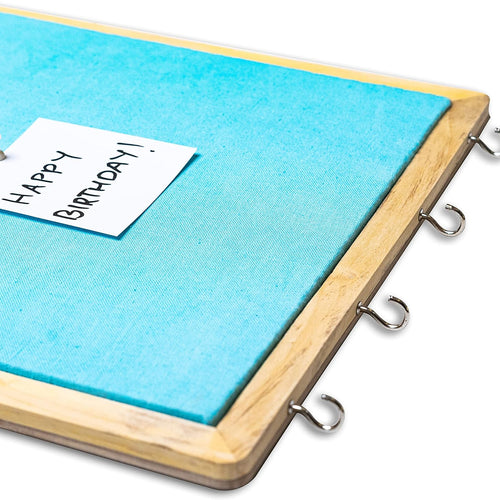 IVEI Wooden Pinboard with Keyhooks - Blue, Brown