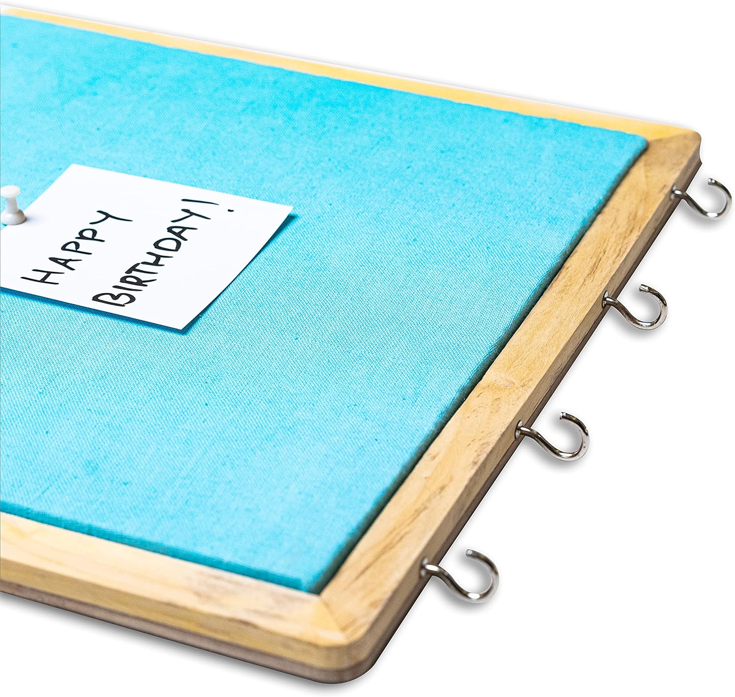 IVEI Wooden Pinboard with Keyhooks - Blue, Brown