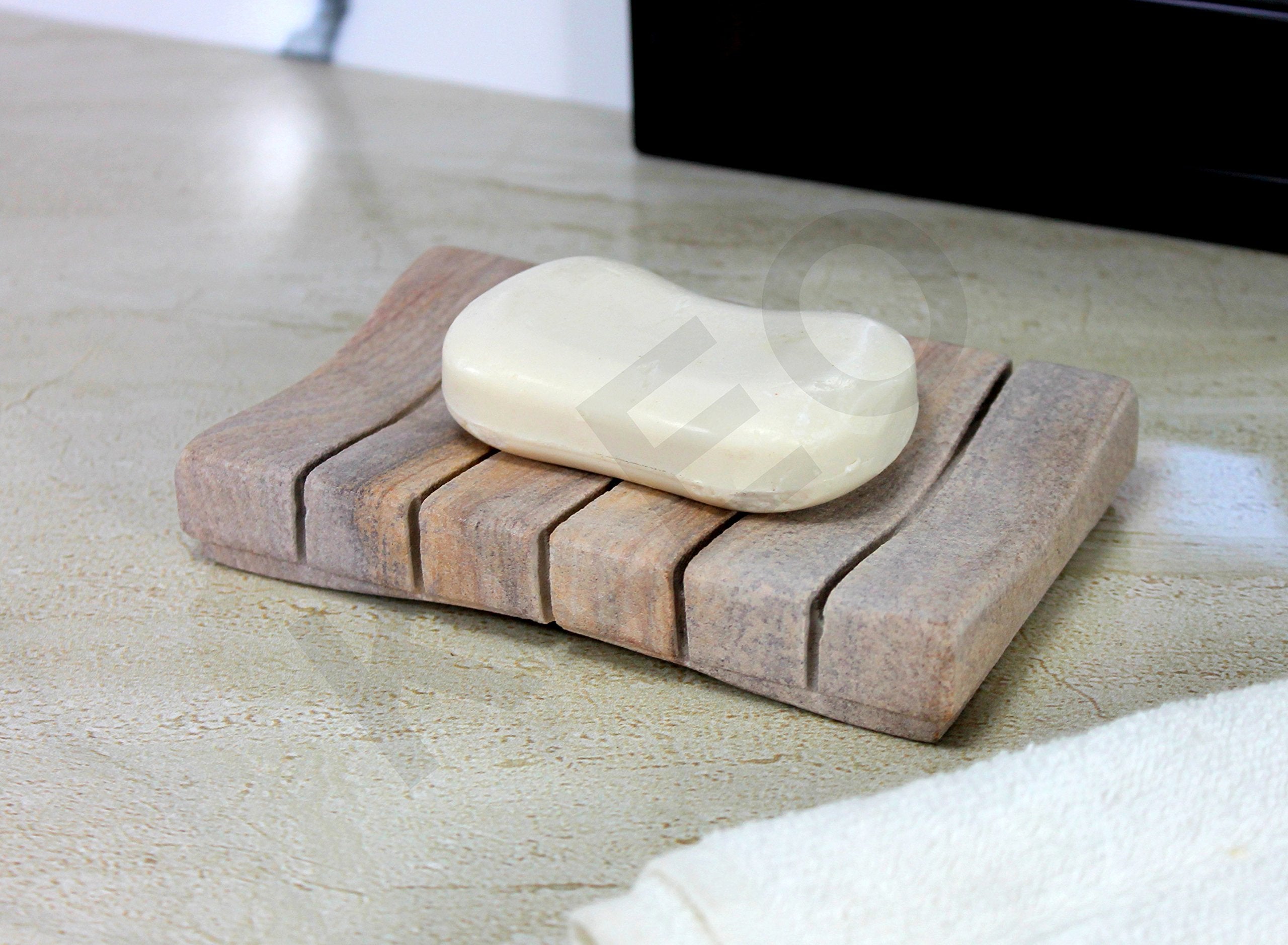 Natural Water Absorbent & Rigged Soap Dish Soap Holder made of Natural Stone - Unique Bath Bathroom Accessories
