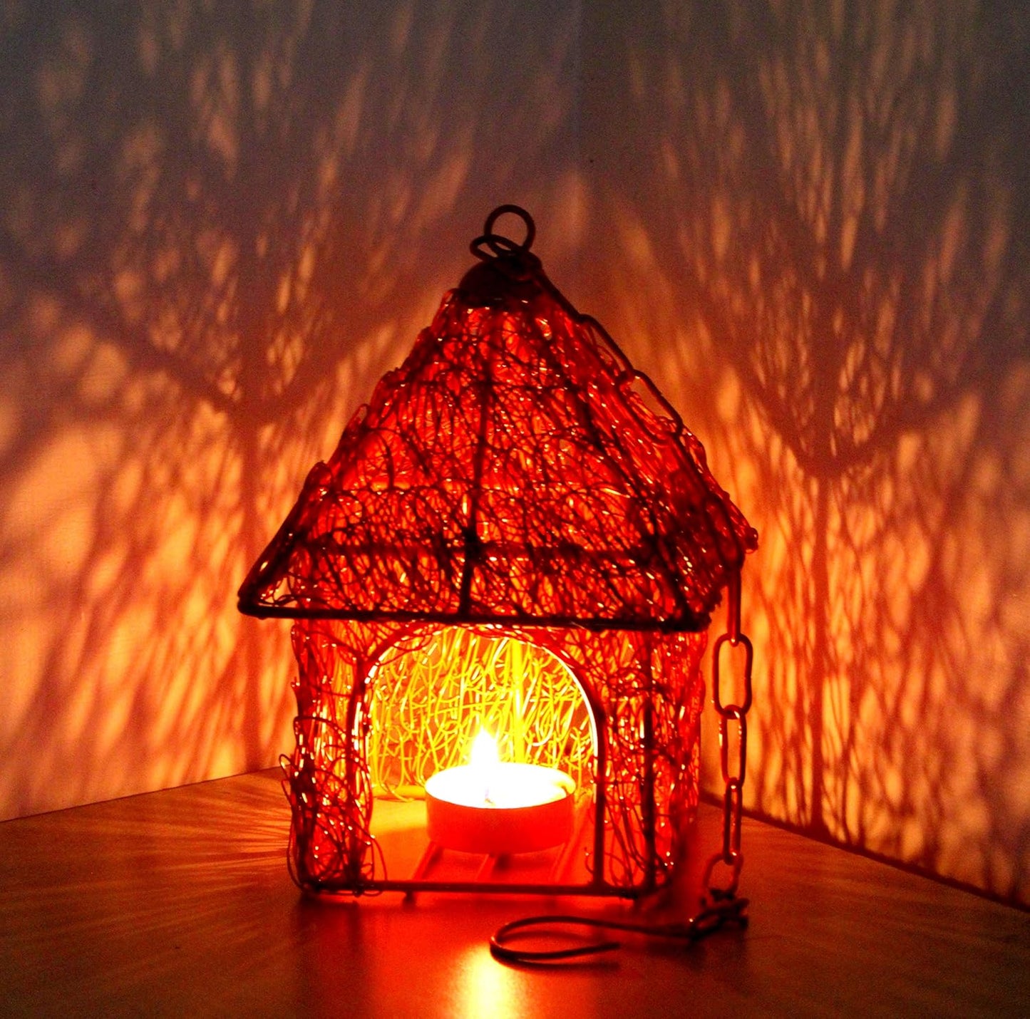 eSplanade 7" Tealight Hanging Lamp | Home Decor | Tealight Holder (Red)