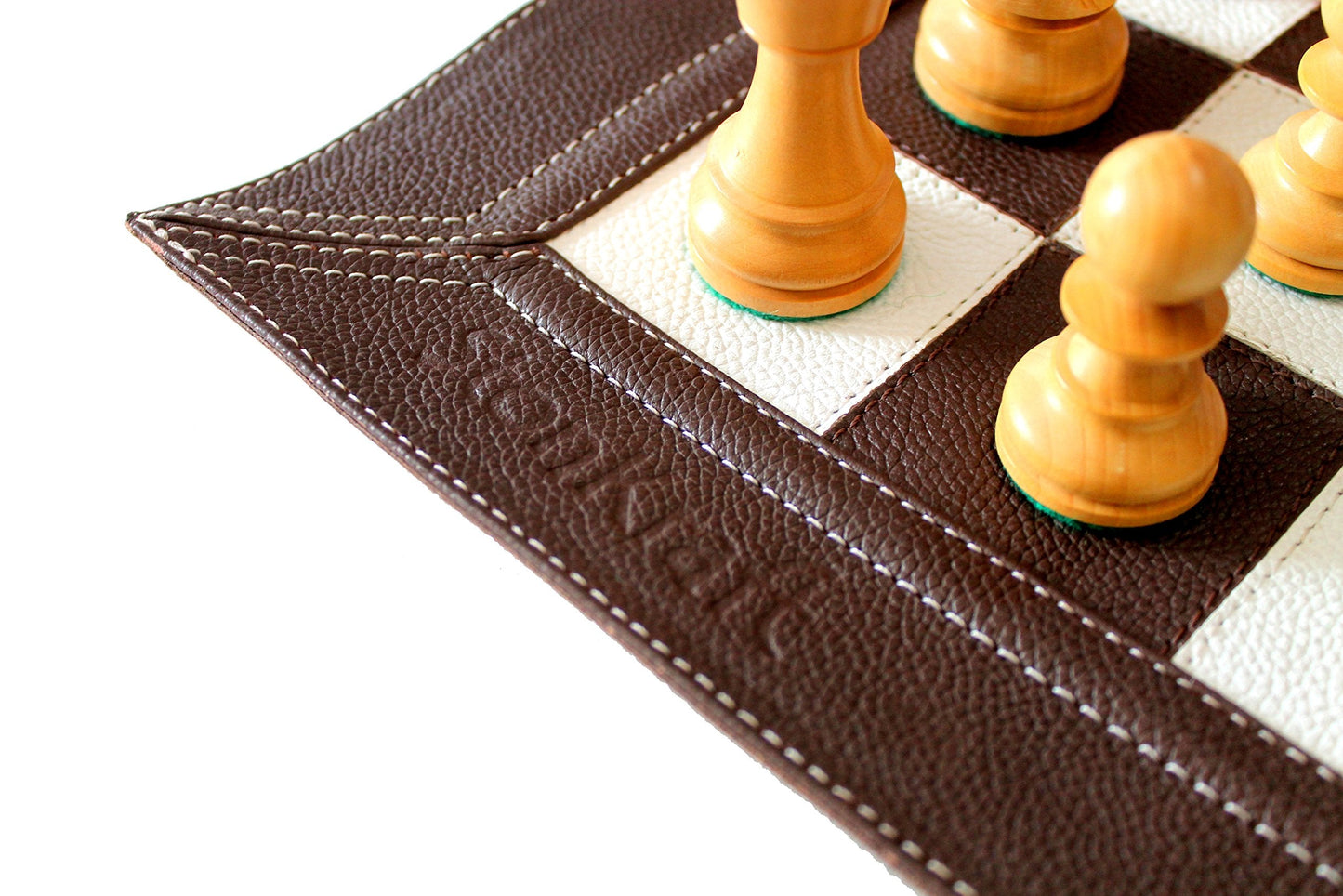 StonKraft - Big Size 19" x 19" Genuine Leather Chess Board | Roll-up Tournament Chess | Black