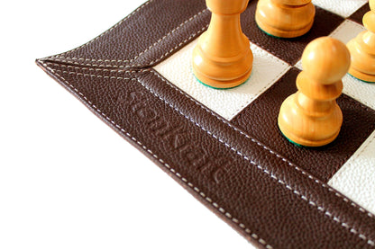 StonKraft - Big Size 19" x 19" Genuine Leather Chess Board | Roll-up Tournament Chess | Black