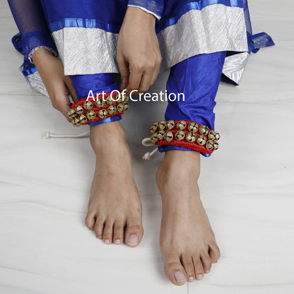 Kathak Dancing Ghungroo Bells 2 Line Classical Dancers Anklet Musical Instrument Bharatnatayam Indian Traditional 40 Bell Red Padded