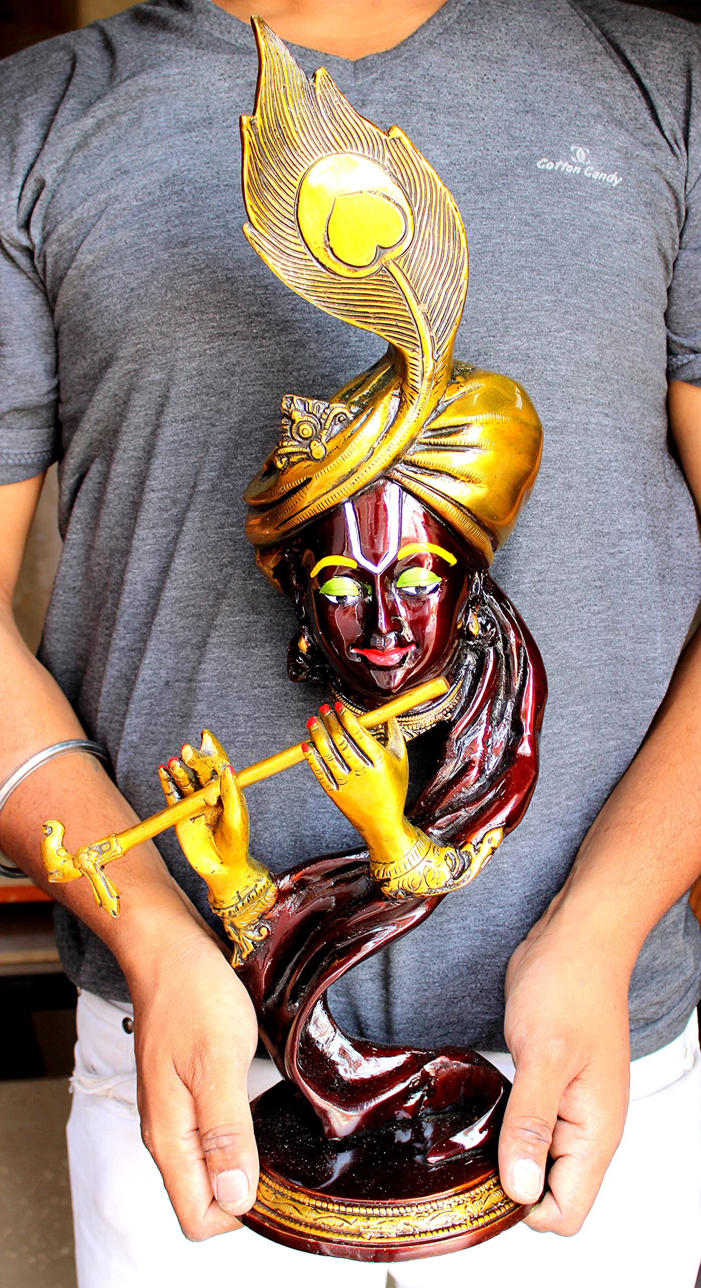 eSplanade Brass Radha Krishna Kishan Murti Idol Statue Sculpture | Pooja Idols | Home Decor (18 Inch)