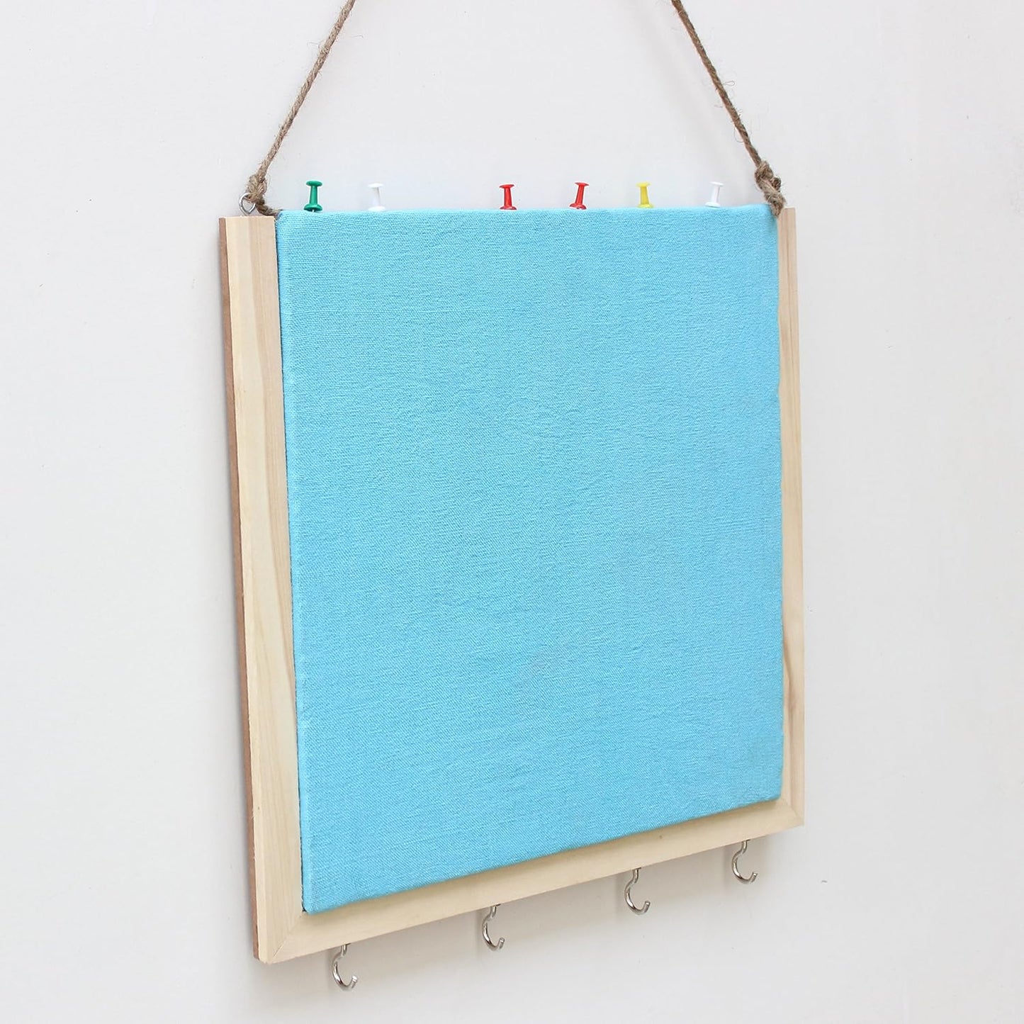 IVEI Wooden Pinboard with Keyhooks - Blue