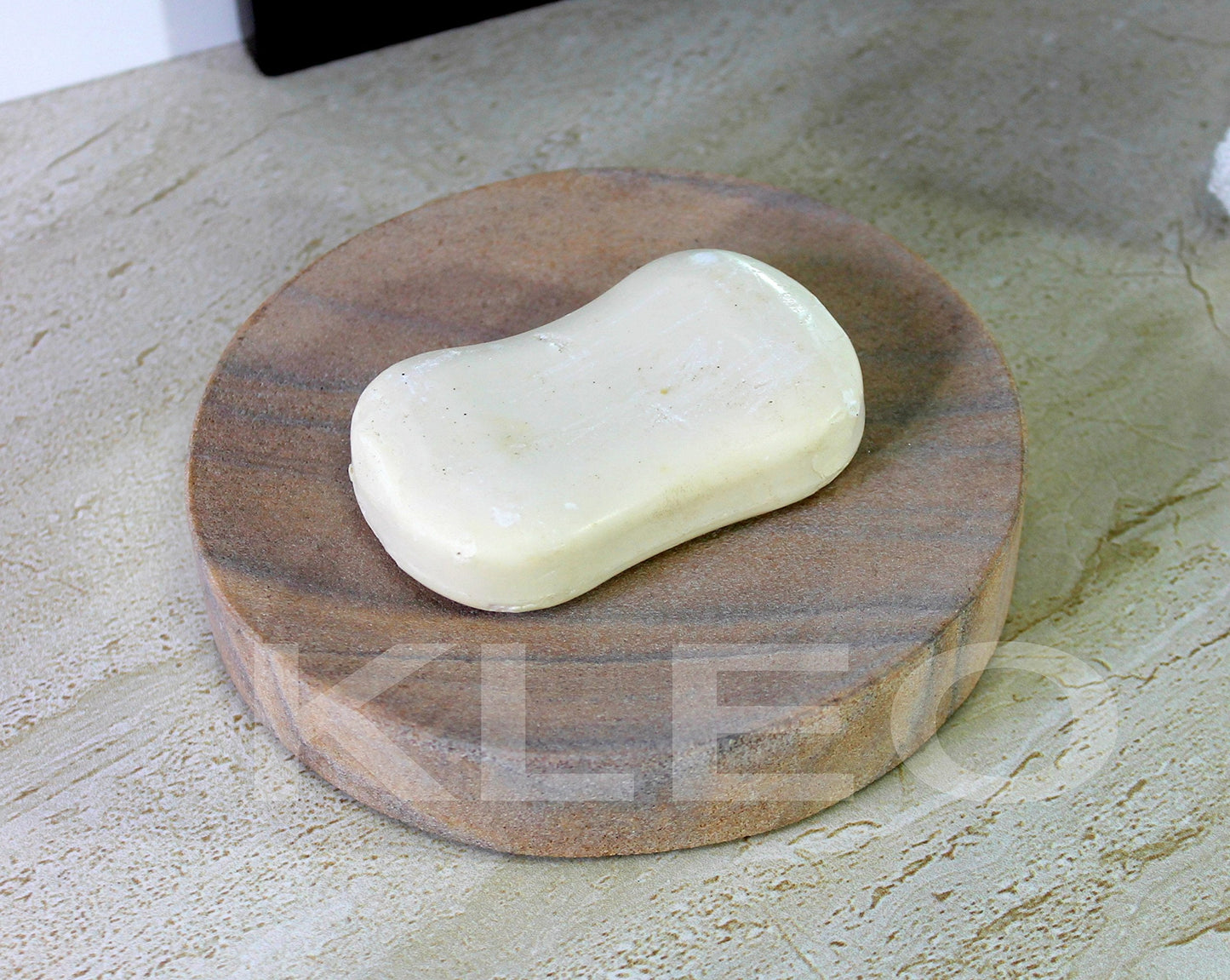 KLEO Stone Soap Dish - Rigged Design | Water Absorbent | Natural Stone | Soap Holder | Soap Tray | Soap Case | Luxury Bath Accessories