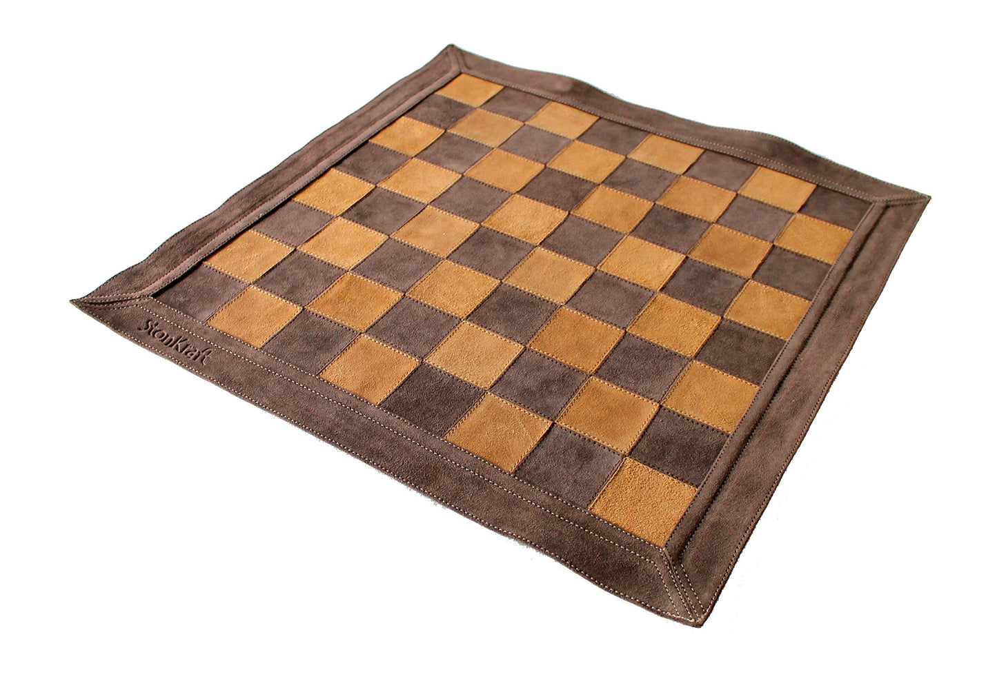 Stonkraft - 19" x 19" - Genuine Suede Leather Chess Board - Black | Roll-up Chess | Tournament Chess