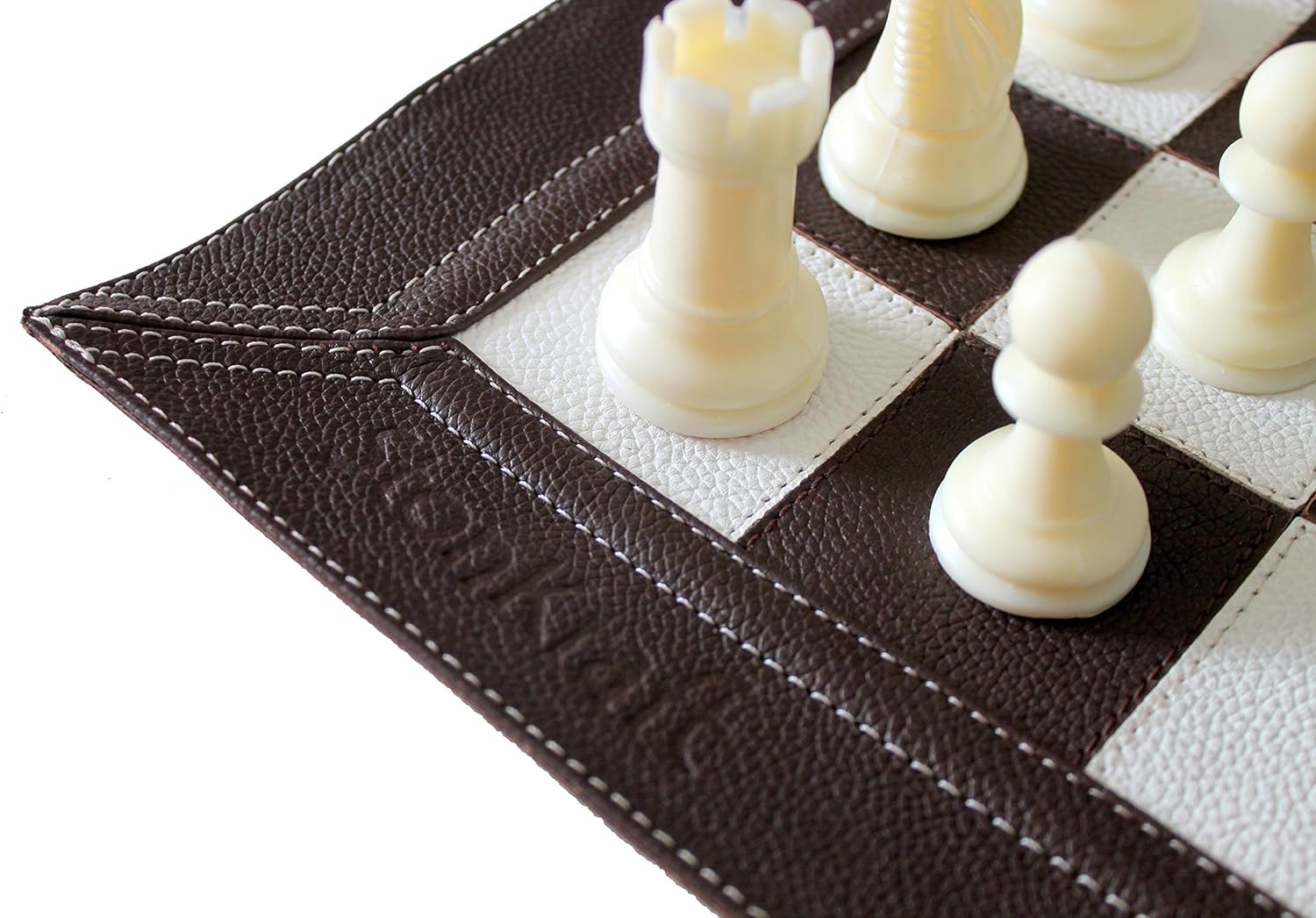 StonKraft - Big Size 19" x 19" Genuine Leather Chess Board | Roll-up Tournament Chess