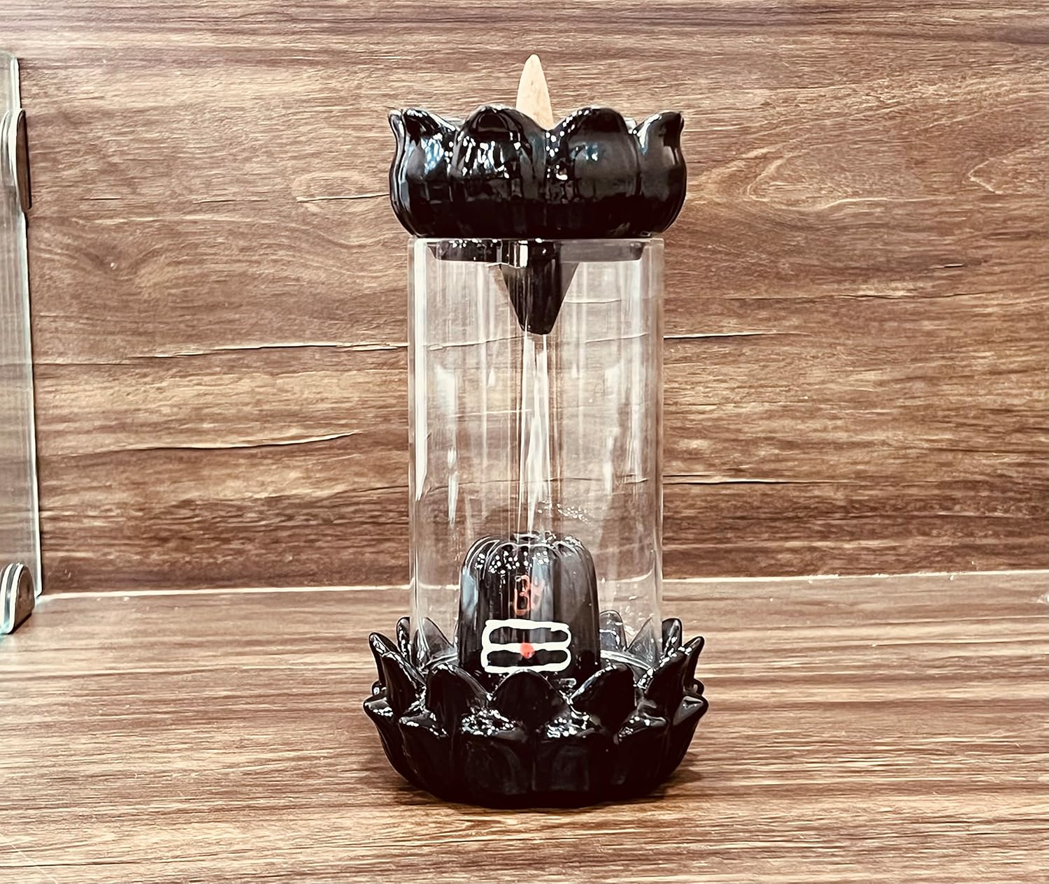 Shiv Ling Shiva Lingam Fog Smoke Fountain with 5 Scented Incense Cones | Resin - Black - 7.75" Inches