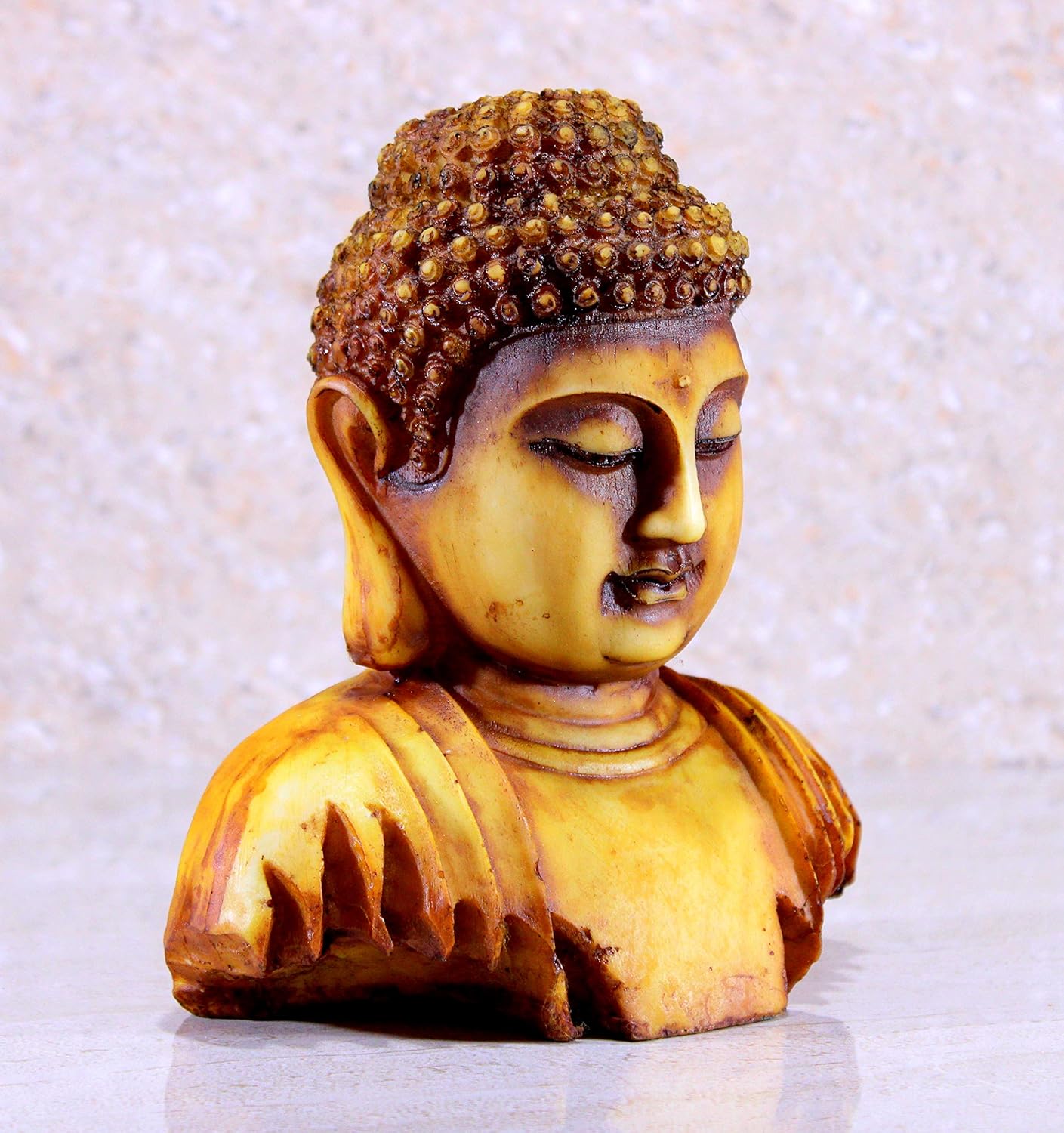 eSplanade Resin Buddha Showpiece | Home Decor | Idol Statue Figurine Murti | Tibetan Buddhist Statue (Tan)