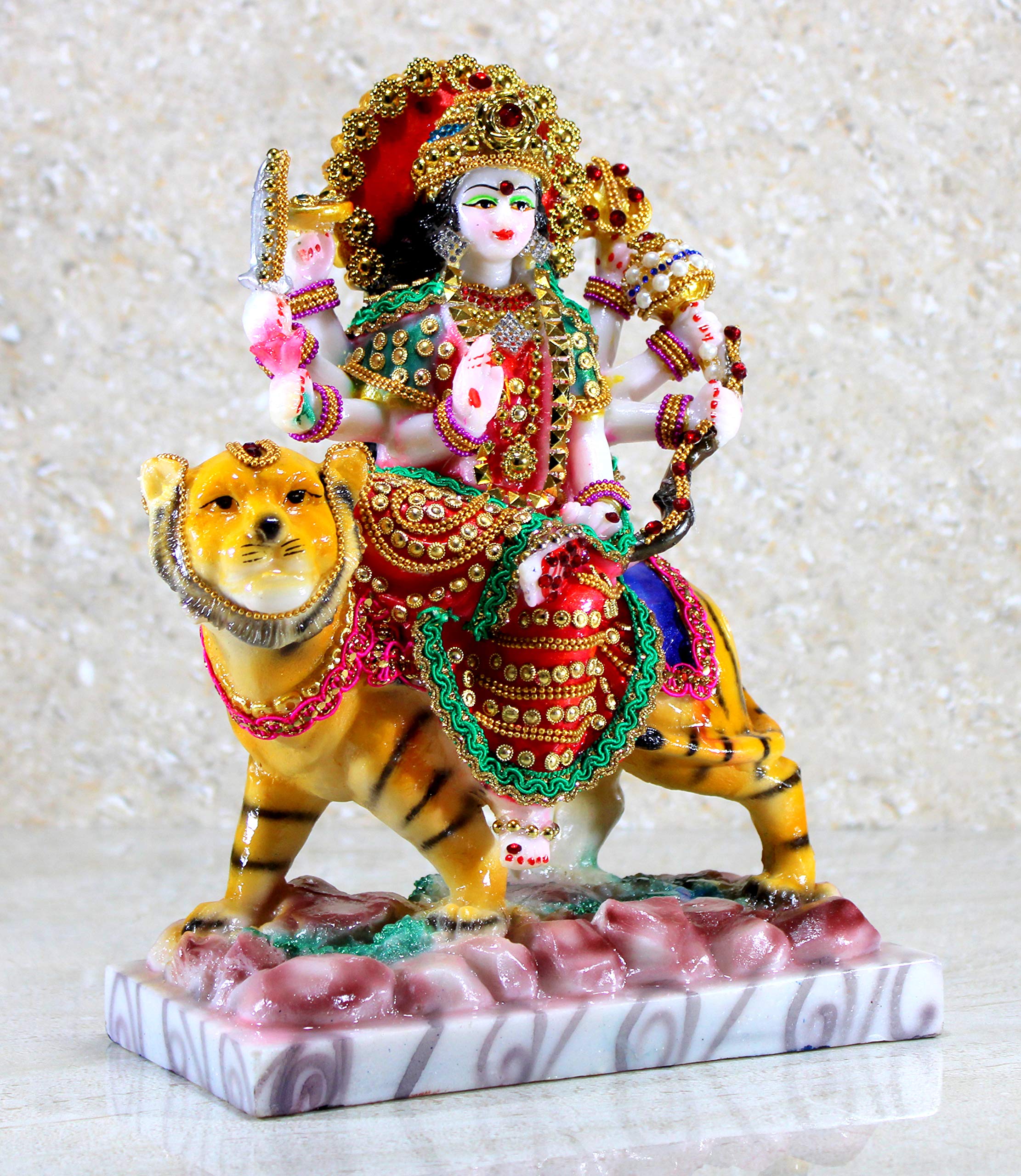 eSplanade Maa Durga Mata Rani Statue Idol for Home Mandir (8") | Navratri Pooja | Durga Maa - Resin - Multicolour