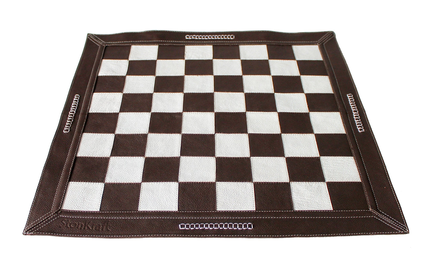 Stonkraft - 19" x 19" - Genuine Suede Leather Chess Board - Black | Roll-up Chess | Tournament Chess