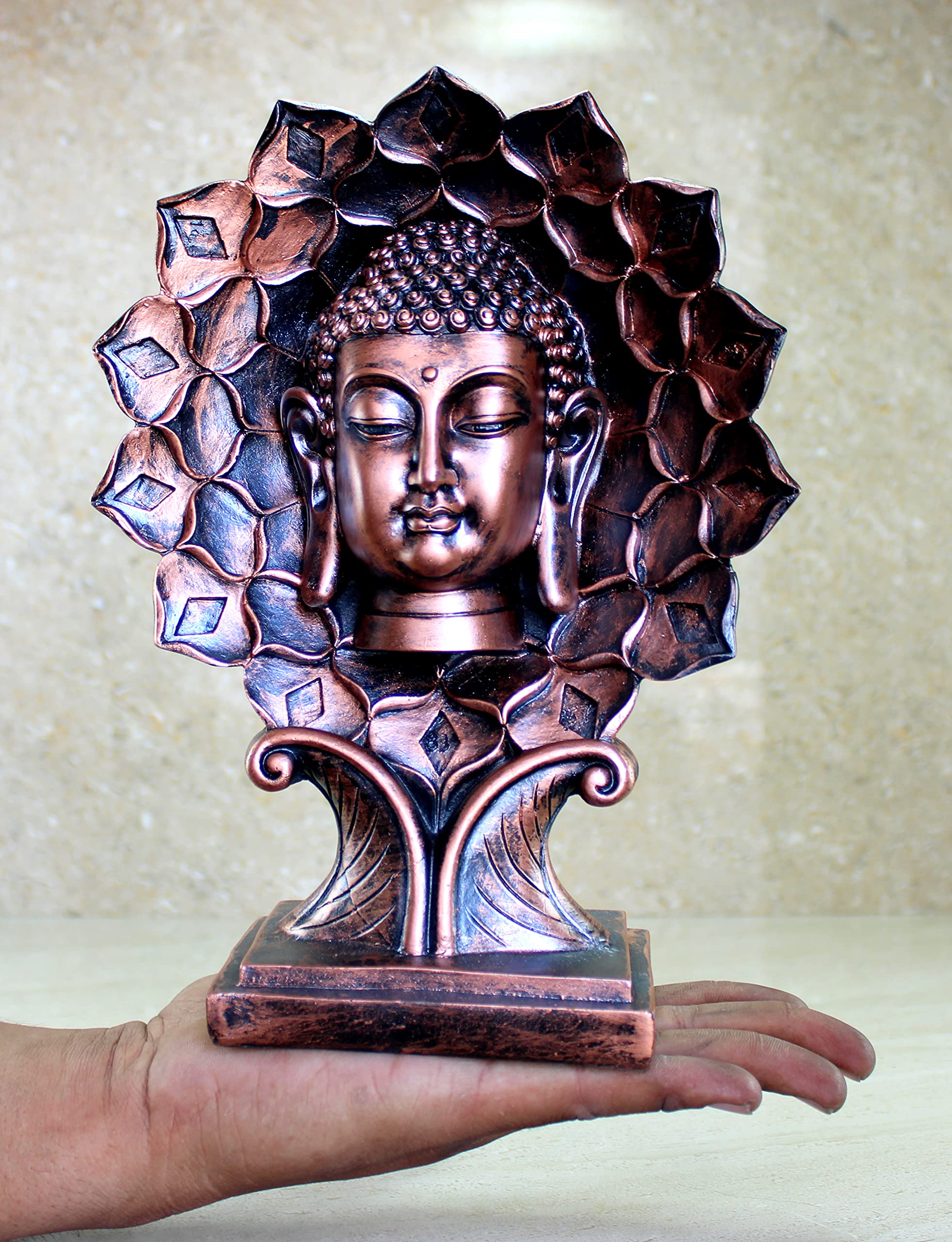 eSplanade Resin Meditating Buddha - 10 inches | Resting Buddha Face Idol Statue Figurine Murti | Home Decor