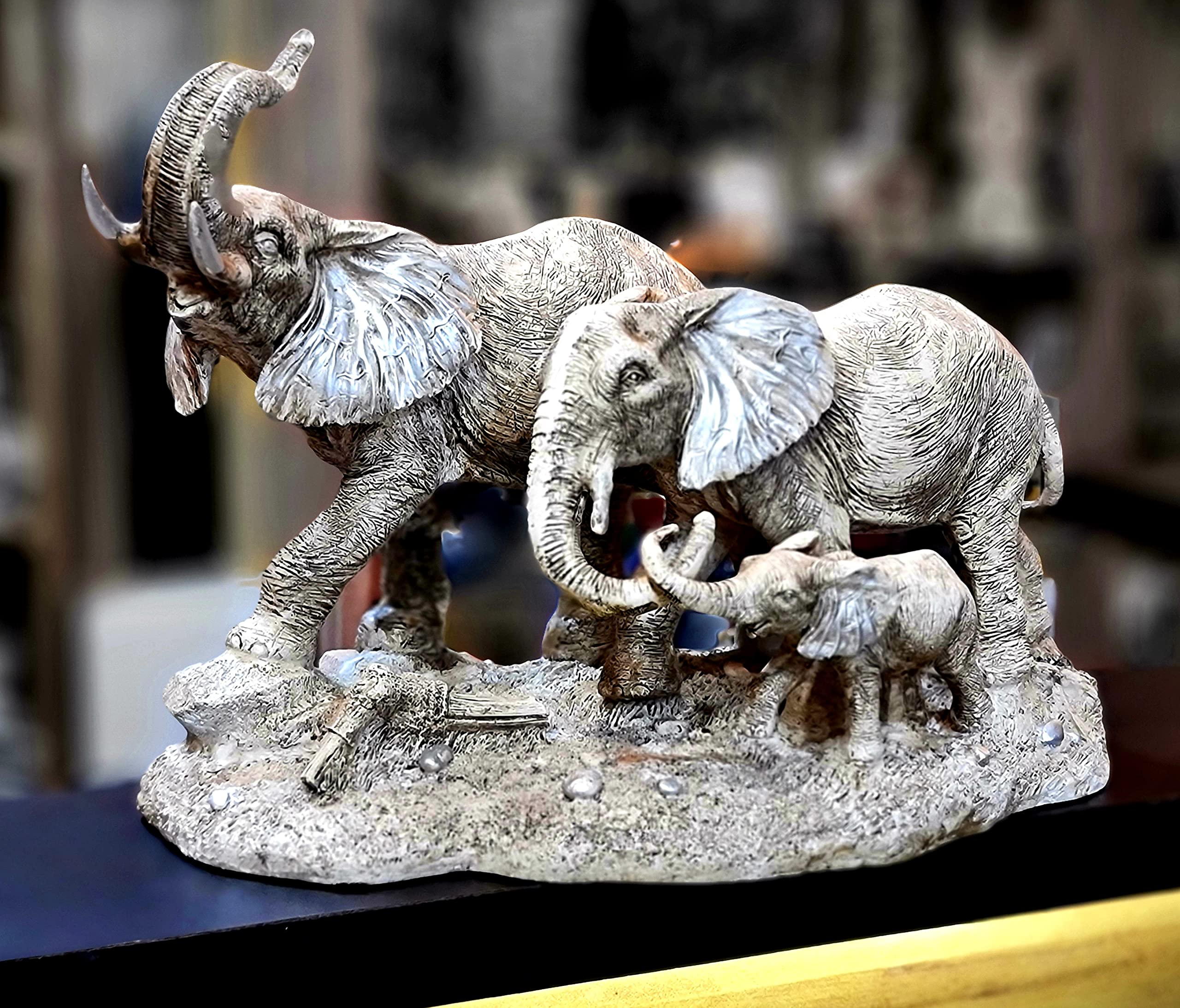 eSplanade Resin Elephant Pair Sculpture or Showpiece Feng Shui Vastu Brings Goodluck Home Decor (1609)
