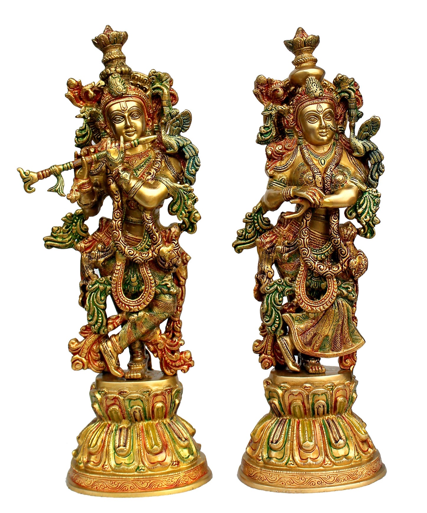 eSplanade - Brass Radha Krishna - Big Size - Brass Radha Idol Statue Sculpture (21") (Krishna Antique)