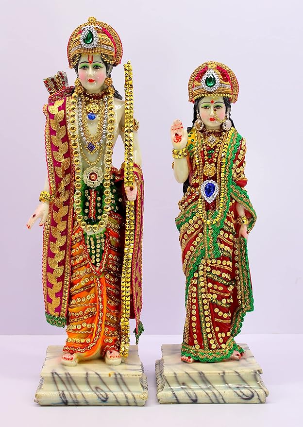 Ram Darbar Idol 18" – Ram, Sita, Lakshman & Hanuman | Resin Decorative Murti
