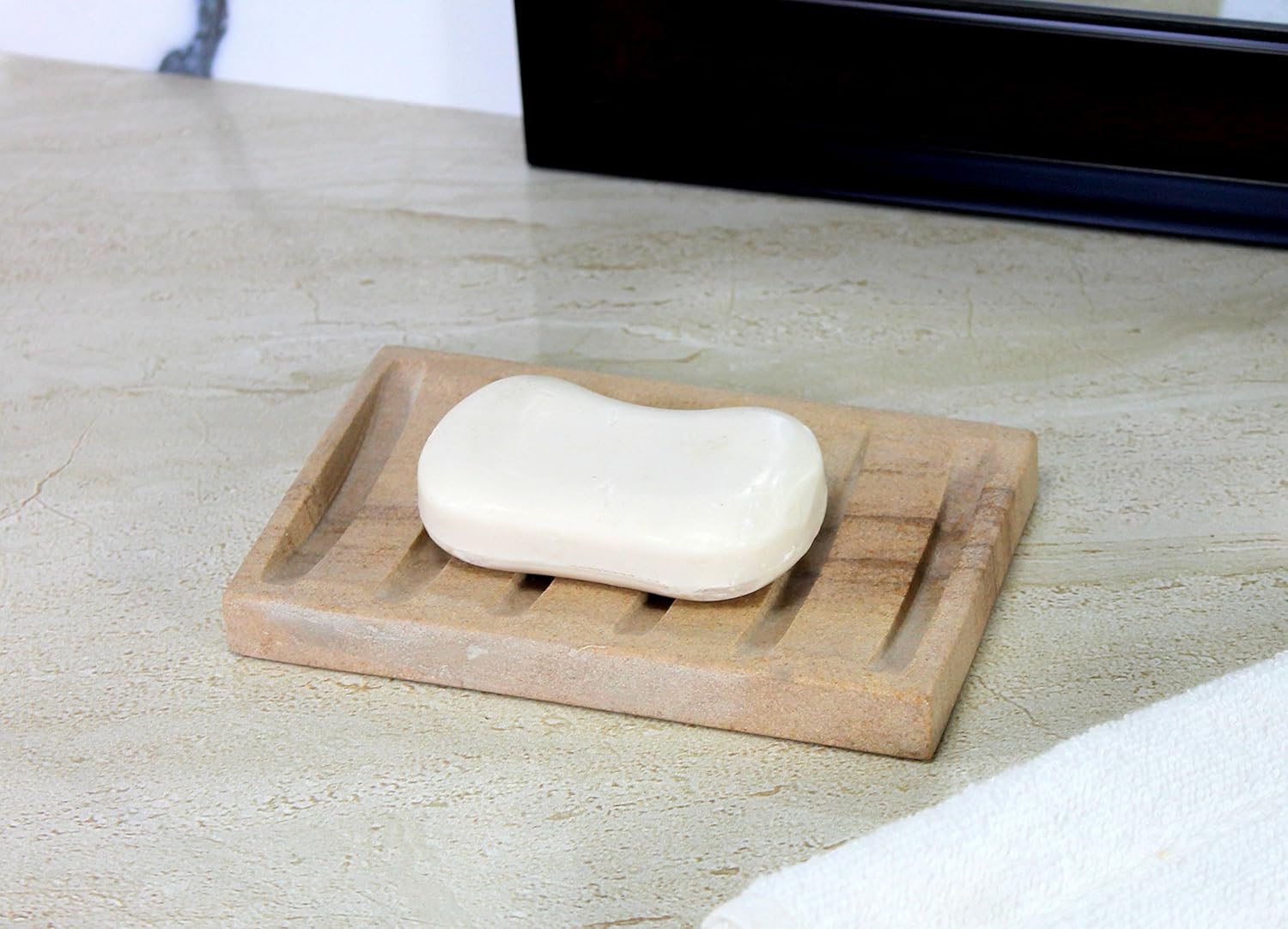 Natural Water Absorbent & Rigged Soap Dish Soap Holder made of Natural Stone - Unique Bath Bathroom Accessories