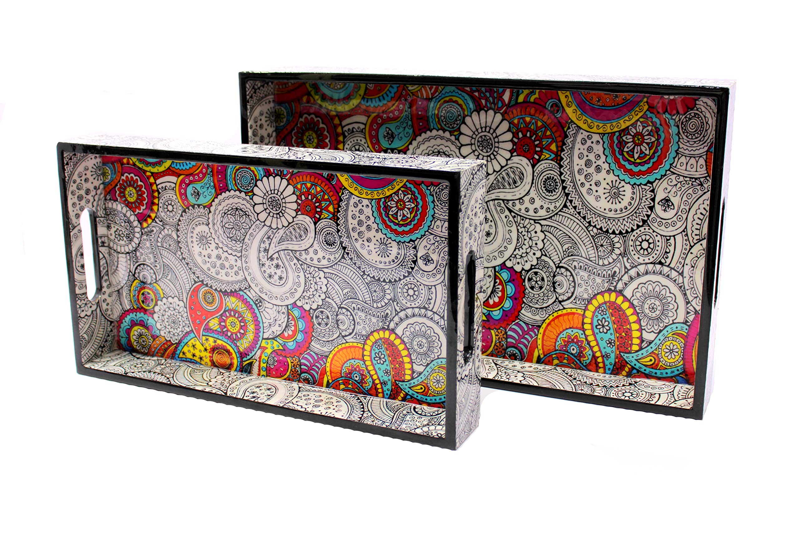 eSplanade Wooden Serving Trays - Home Office Dining Table Multipurpose Serveware - Multicolour