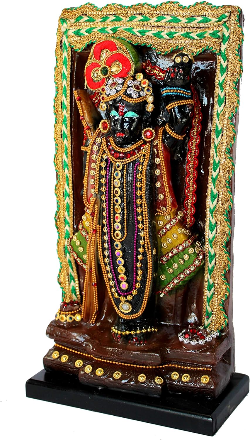 eSplanade Resin Shrinath Ji Bankebihari Krishna Statue - 12.5 inches & 10 inches | Idols for Home Puja Place