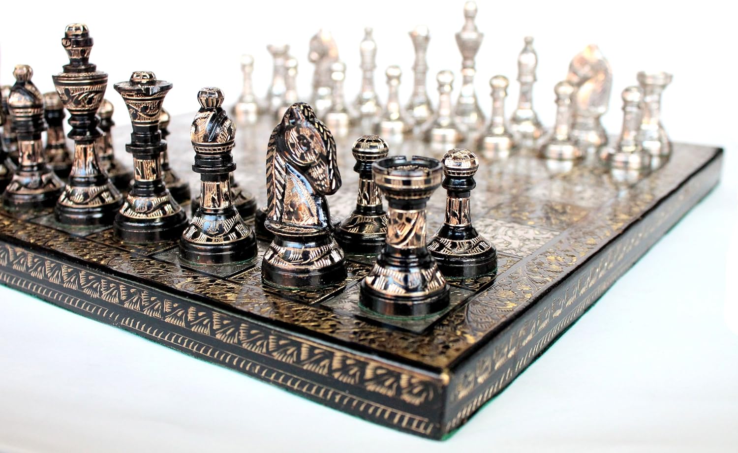 StonKraft 12" x 12″ Collectible Premium Brass Made Chess Board Game Set + All Brass Pieces