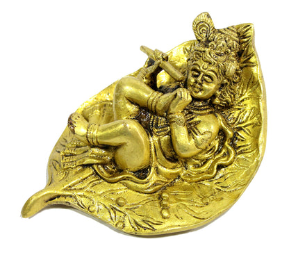 eSplanade - Krishna Kishan Gopal Gopala Morpankh Idol Murti Statue Sculpture | Wall Decor - Brass