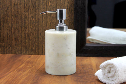 KLEO Soap Dispenser Lotion Dispenser - Made of Natural Stone - Luxury Bathroom Accessories Bath Set (Grey)