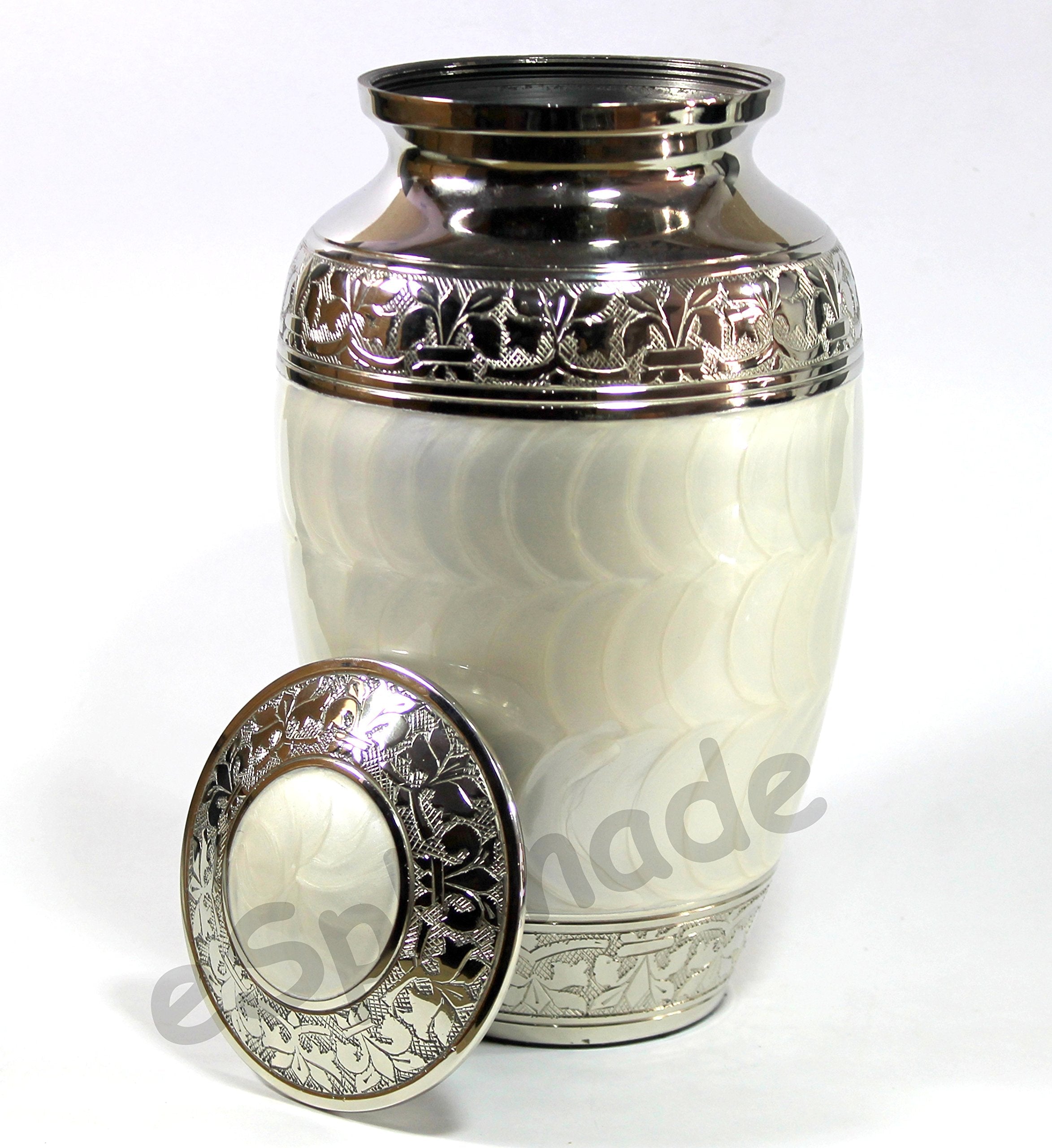 eSplanade Brass Cremation Urn Memorial Jar Pot Container | Full Size Urn for Funeral Ashes Burial | Meenakari Design Metal Urns | Blue - 10" Inches