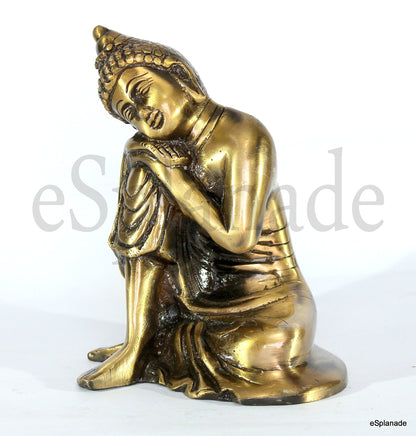 eSplanade Brass Buddha - Meditating Buddha - Showpiece | Home Decor | Brass Metal idol Statue Figurine Murti (Buddha Resting Big)