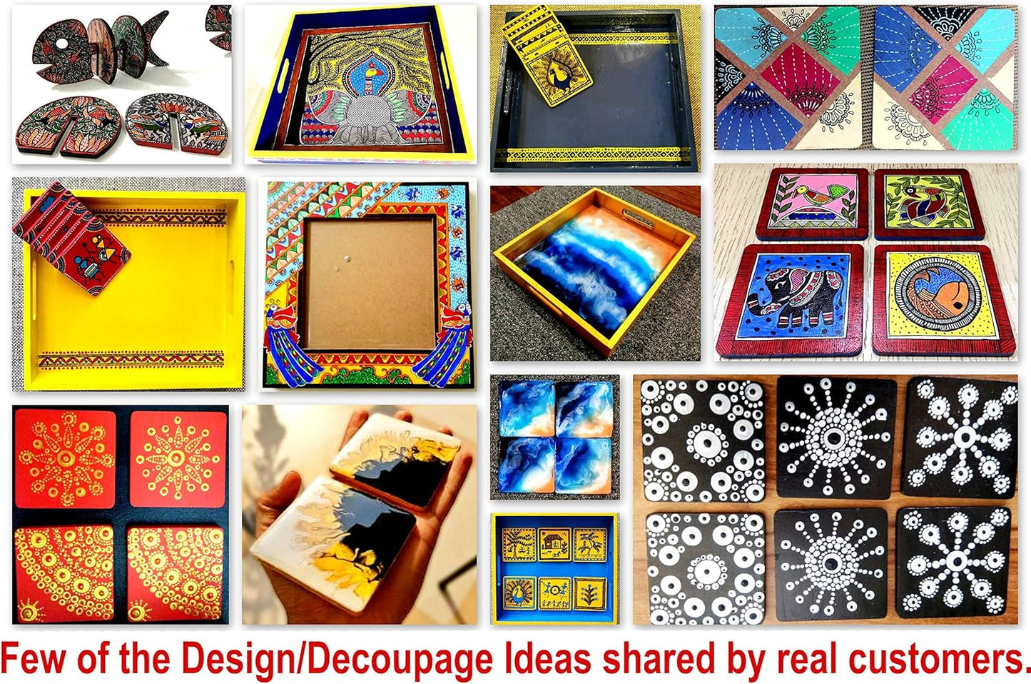 eSplanade DIY Craft MDF Decoupage Coasters - Set of 6 /Table Coasters/for Craft/Activity/Simple Animal Shape Decoupage/Painting/Resin Work/Hedgehog & Sheep shape
